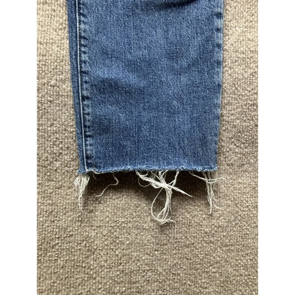 Madewell The Perfect Vintage Jeans Size 31 High‎ Rise HR HW Raw Hem Blue Denim